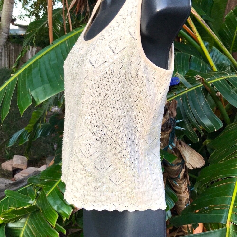 Escada beaded crochet tank top